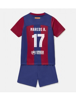 Billige Barcelona Marcos Alonso #17 Hjemmedraktsett Barn 2023-24 Kortermet (+ Korte bukser)